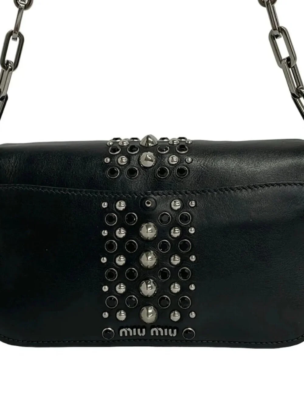 miumiu Black Leather Shoulder Bag